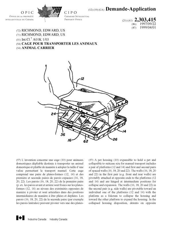 Canadian Patent Document 2303415. Cover Page 20000524. Image 1 of 2
