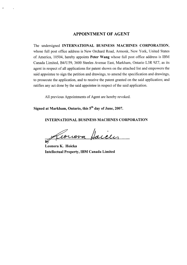 Document de brevet canadien 2303725. Correspondance 20070607. Image 2 de 3