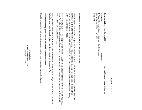 Document de brevet canadien 2304250. Correspondance 20030825. Image 1 de 1