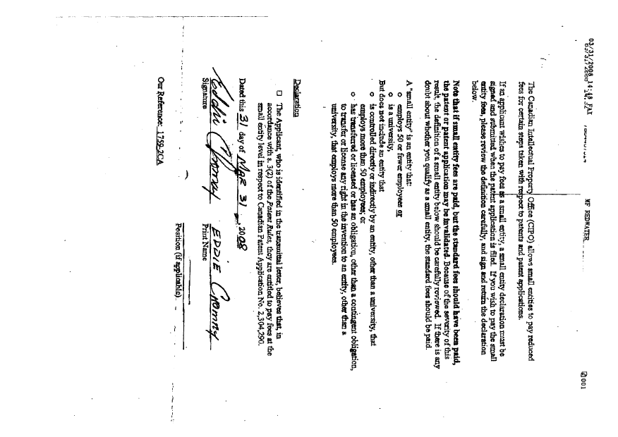 Canadian Patent Document 2304290. Correspondence 20080331. Image 2 of 2