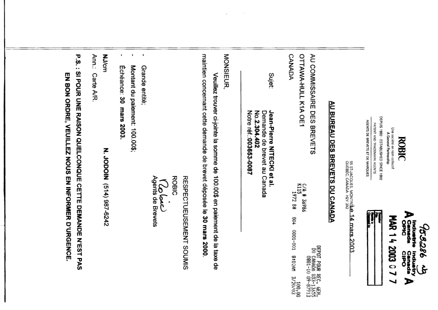 Document de brevet canadien 2304402. Taxes 20030314. Image 1 de 1