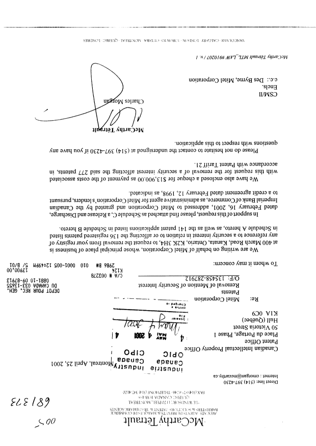 Canadian Patent Document 2304900. Assignment 20010504. Image 1 of 13
