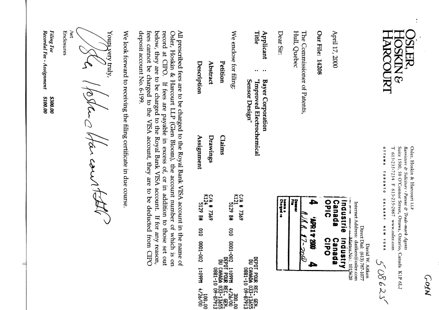 Canadian Patent Document 2305922. Assignment 20000417. Image 1 of 4