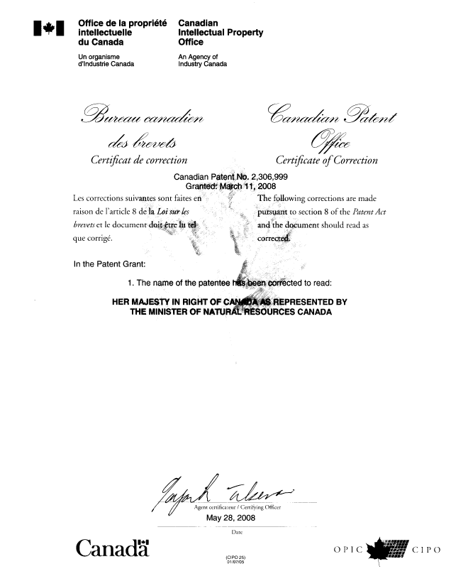 Document de brevet canadien 2306999. Page couverture 20080528. Image 2 de 2