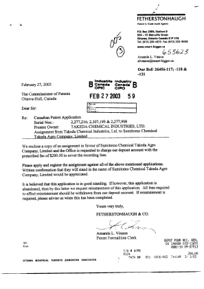 Document de brevet canadien 2307195. Cession 20030227. Image 1 de 2