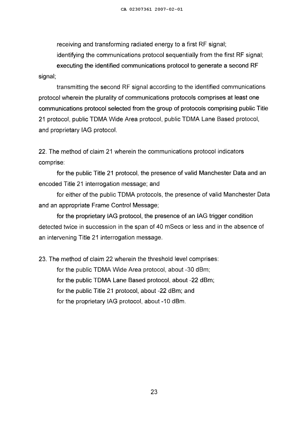 Document de brevet canadien 2307361. Poursuite-Amendment 20070201. Image 8 de 8
