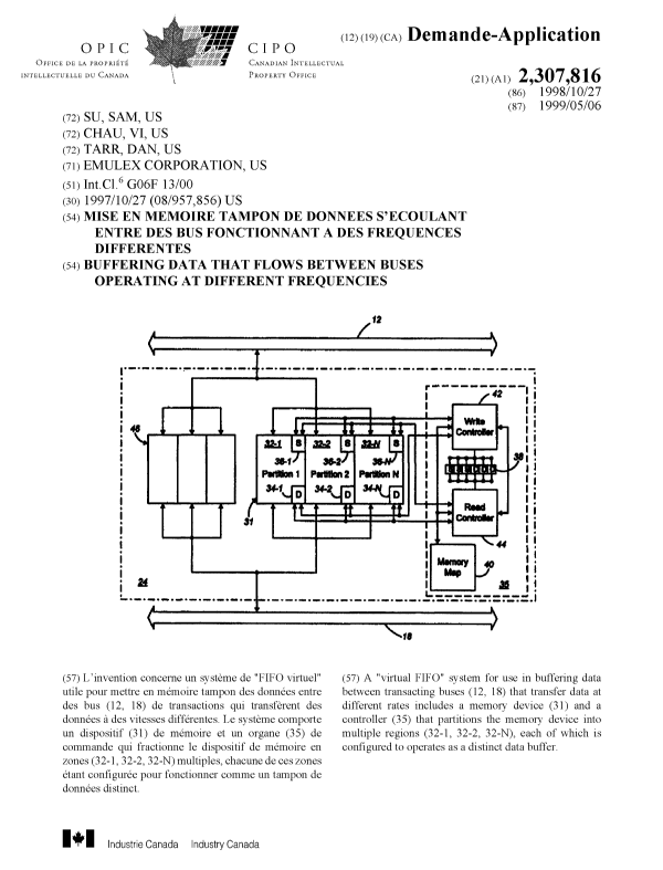 Canadian Patent Document 2307816. Cover Page 20000711. Image 1 of 1