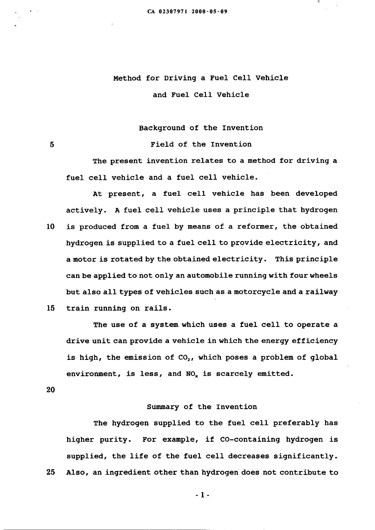 Document de brevet canadien 2307971. Description 19991209. Image 1 de 15