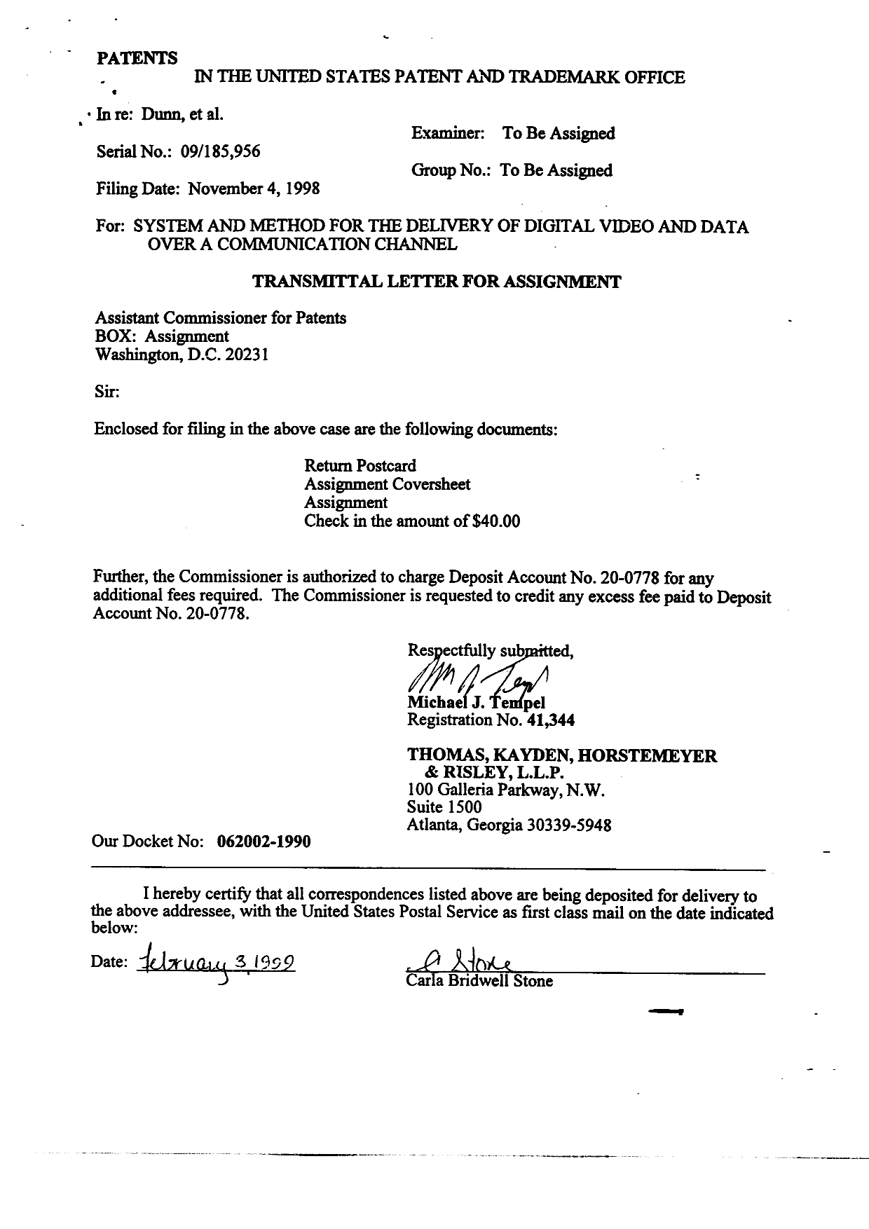 Canadian Patent Document 2308379. Assignment 20000503. Image 13 of 13