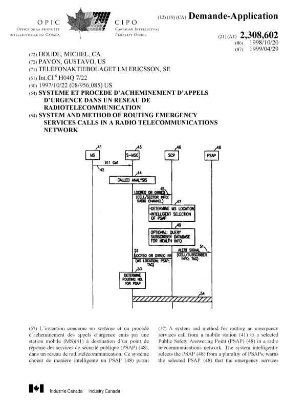 Document de brevet canadien 2308602. Page couverture 19991227. Image 1 de 2