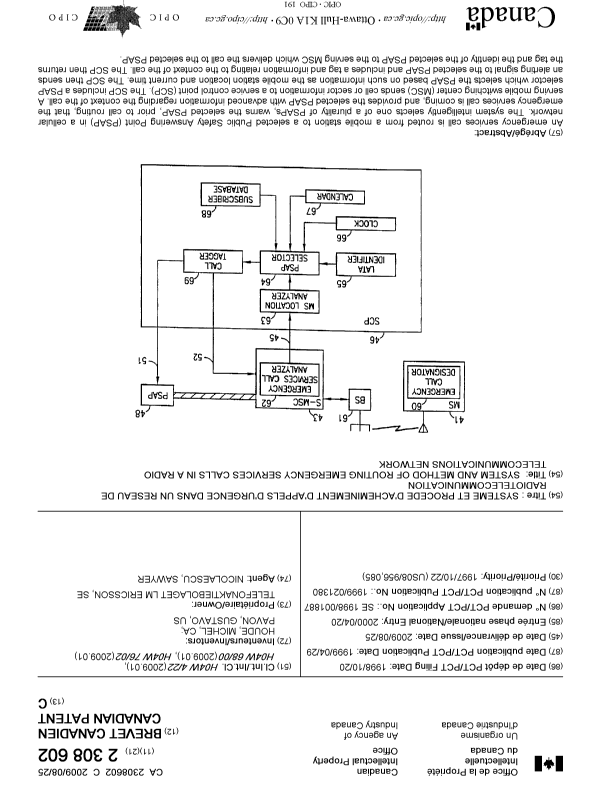 Canadian Patent Document 2308602. Cover Page 20081228. Image 1 of 1