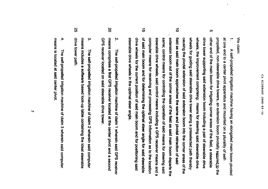 Document de brevet canadien 2308605. Revendications 20000516. Image 1 de 2