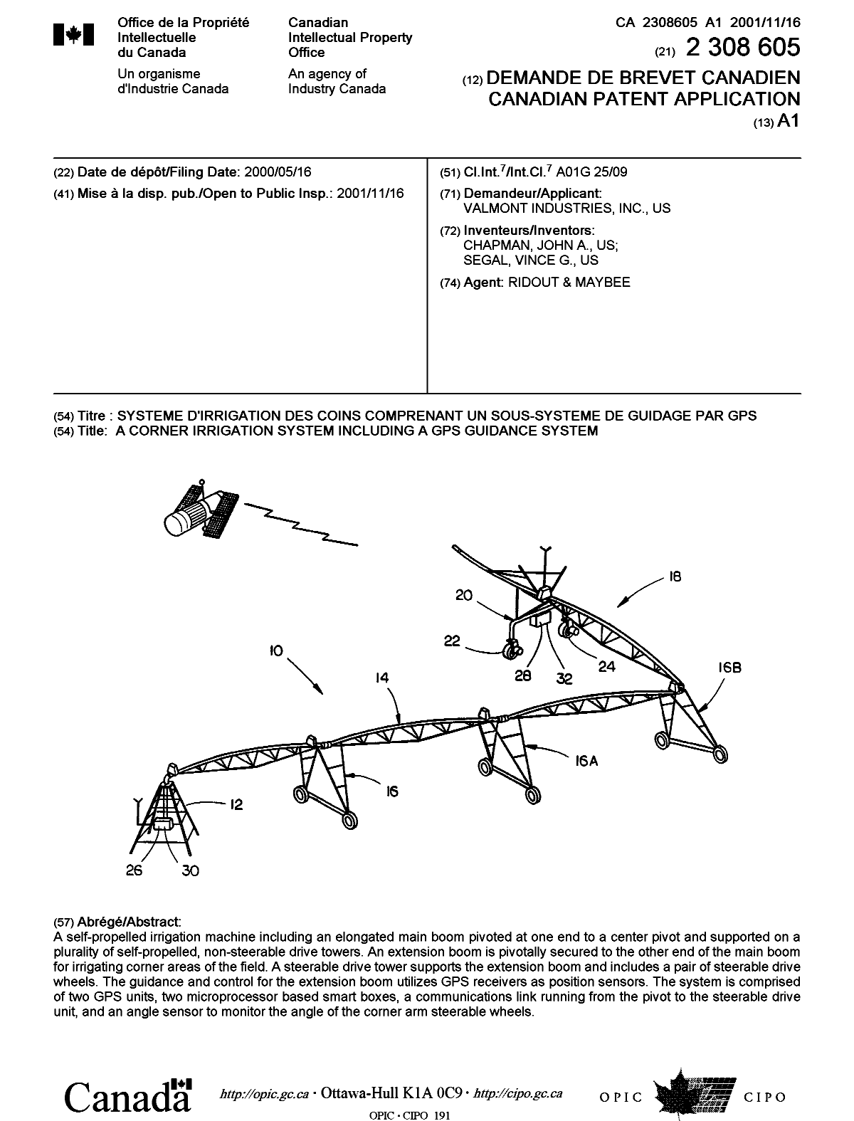 Document de brevet canadien 2308605. Page couverture 20011105. Image 1 de 1