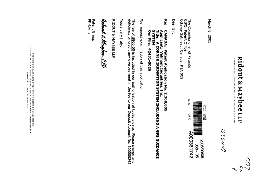 Document de brevet canadien 2308605. Poursuite-Amendment 20050308. Image 1 de 1