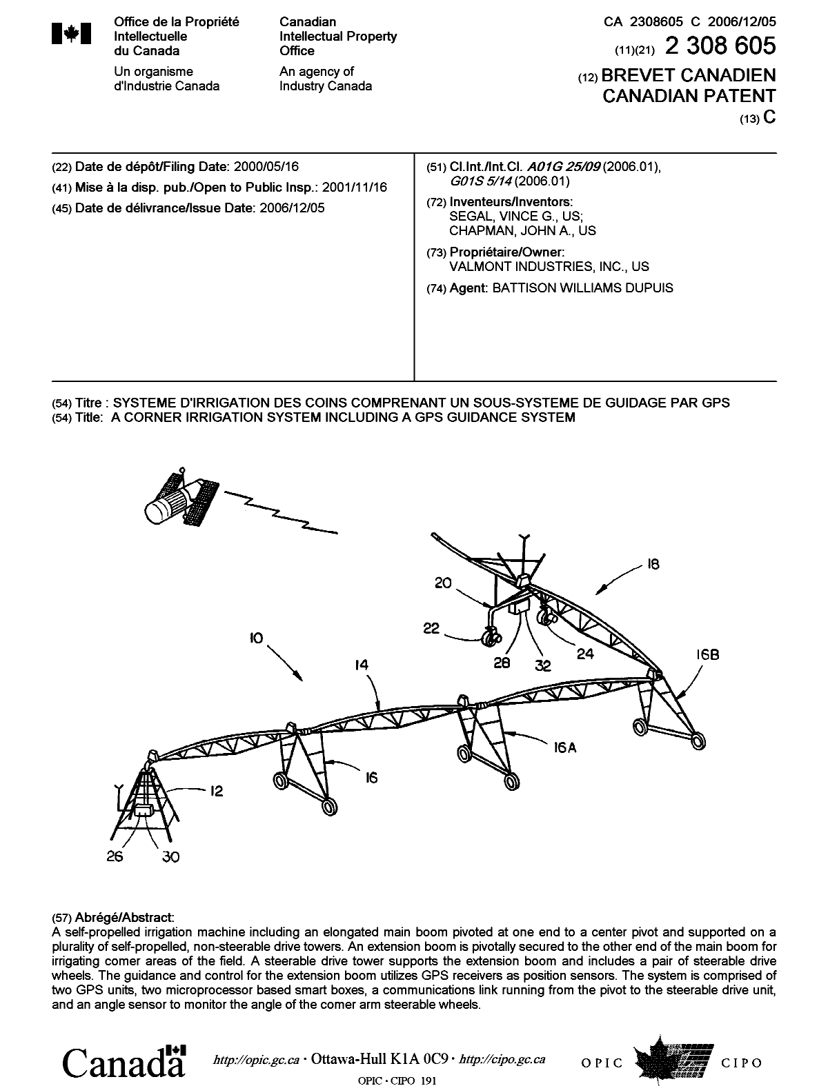 Document de brevet canadien 2308605. Page couverture 20061108. Image 1 de 1