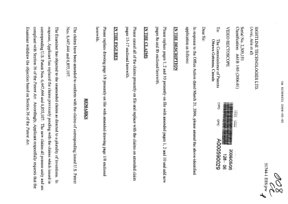 Canadian Patent Document 2309151. Prosecution-Amendment 20060505. Image 1 of 11