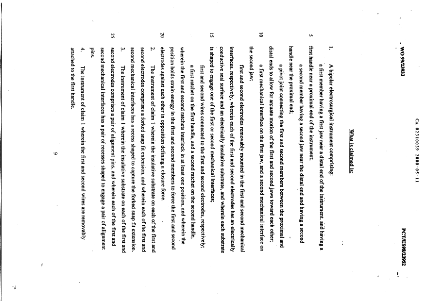 Document de brevet canadien 2310039. Revendications 20000511. Image 1 de 3