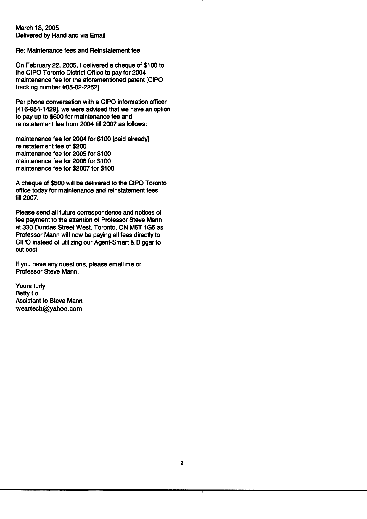 Canadian Patent Document 2310114. Correspondence 20050321. Image 2 of 2