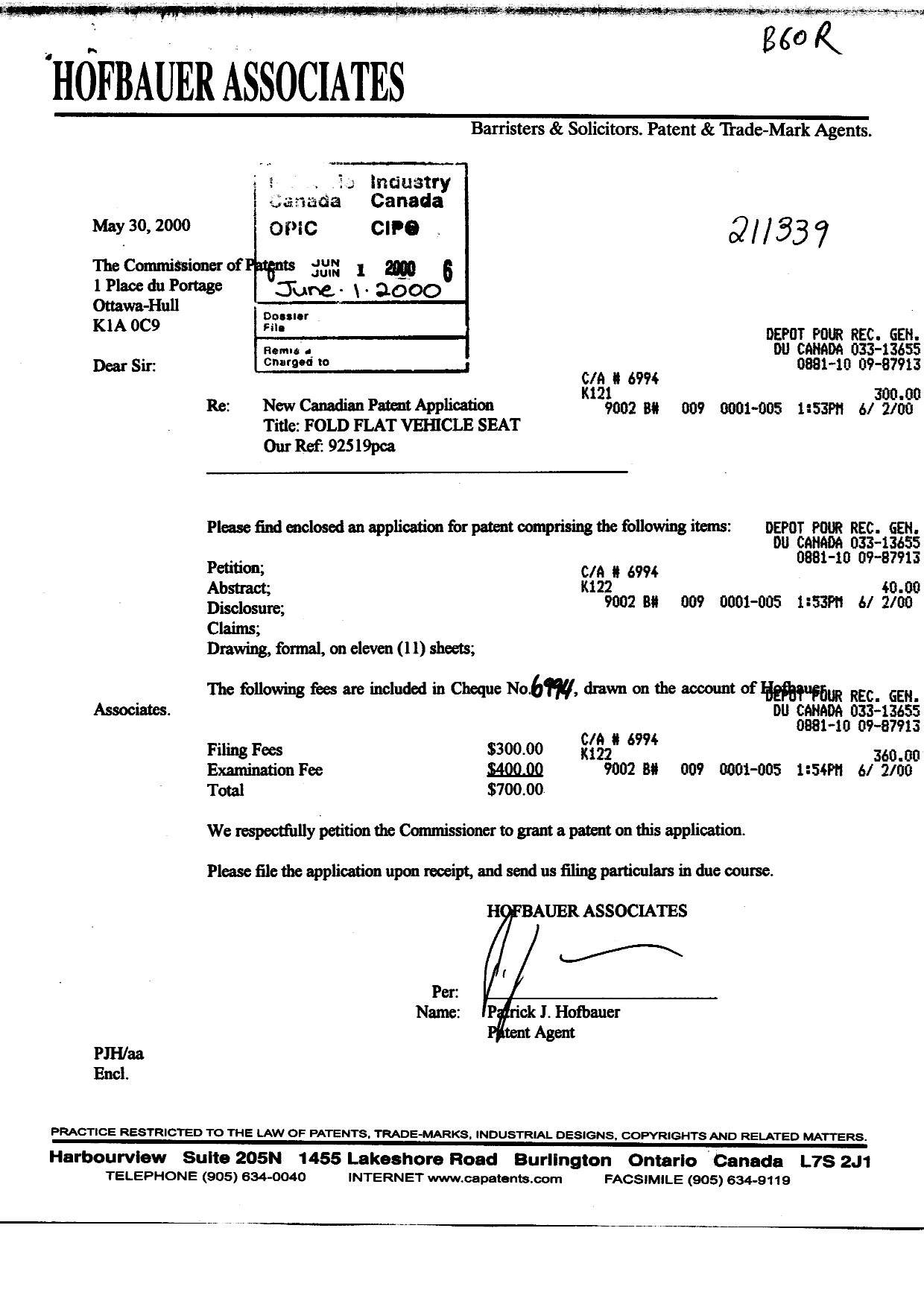Document de brevet canadien 2310547. Cession 20000601. Image 1 de 3