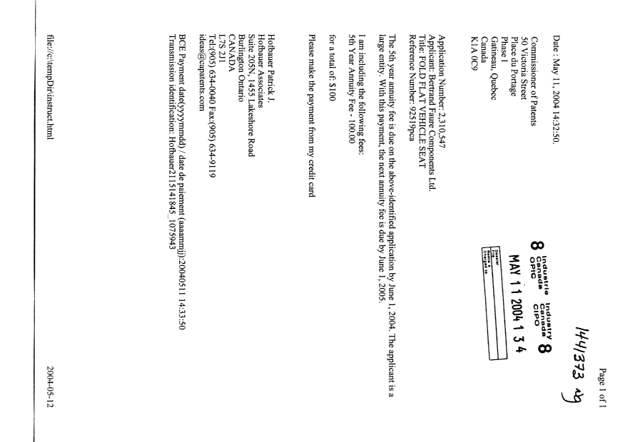 Document de brevet canadien 2310547. Taxes 20040511. Image 1 de 1