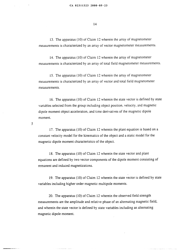 Document de brevet canadien 2311323. Revendications 20000523. Image 3 de 3