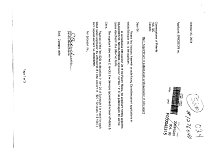 Canadian Patent Document 2311335. Correspondence 20031031. Image 1 of 3