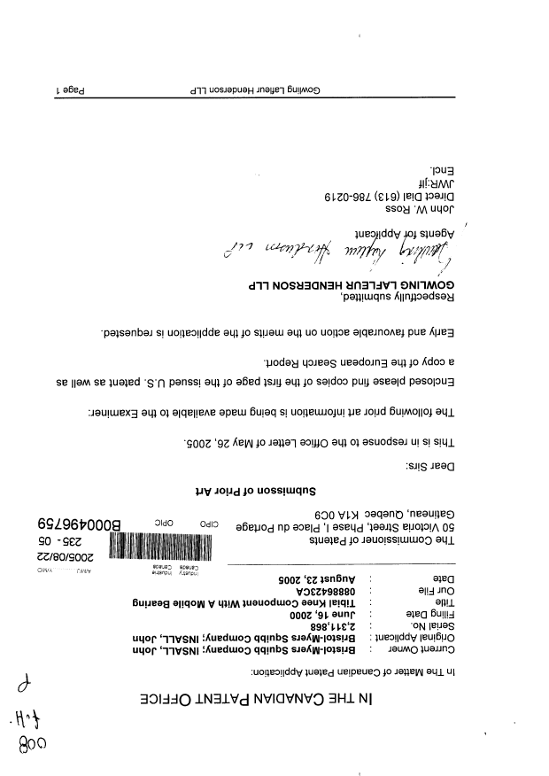 Canadian Patent Document 2311868. Prosecution-Amendment 20041222. Image 1 of 1