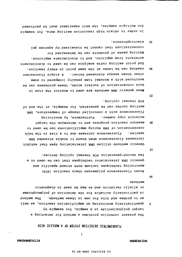 Canadian Patent Document 2311952. Description 20000526. Image 1 of 20