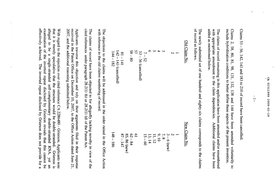 Canadian Patent Document 2311999. Prosecution-Amendment 20090219. Image 2 of 30