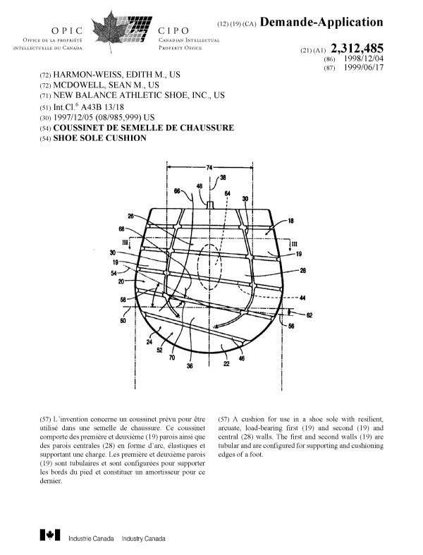 Canadian Patent Document 2312485. Cover Page 20000828. Image 1 of 1
