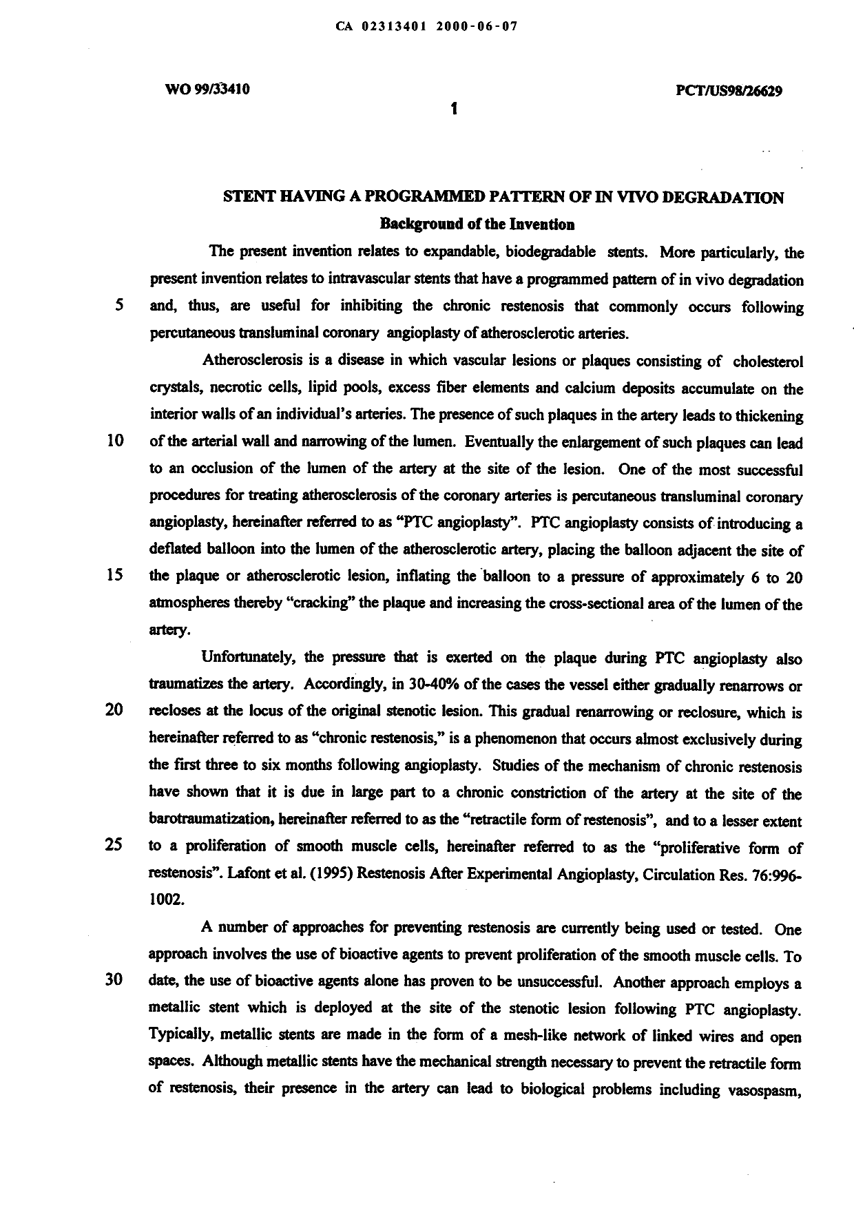 Document de brevet canadien 2313401. Description 20070320. Image 1 de 13