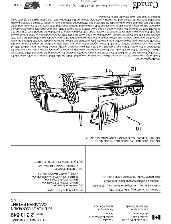 Canadian Patent Document 2313849. Cover Page 20041223. Image 1 of 1
