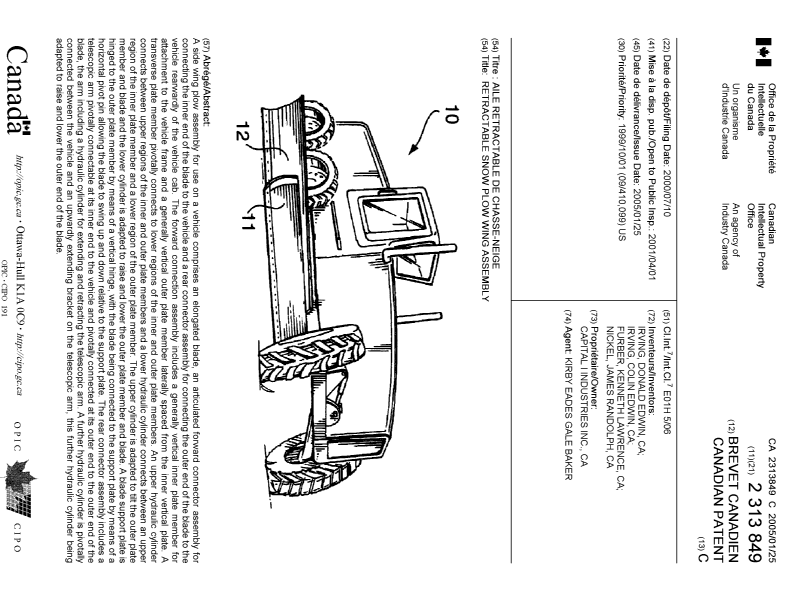 Document de brevet canadien 2313849. Page couverture 20041223. Image 1 de 1
