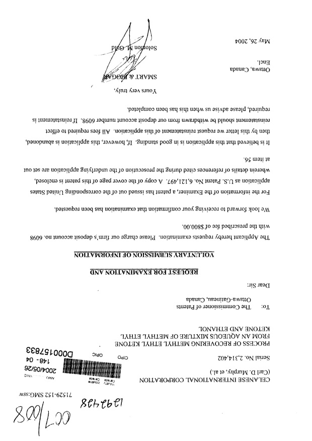 Canadian Patent Document 2314402. Prosecution-Amendment 20040526. Image 1 of 1