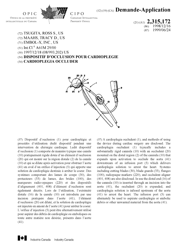Document de brevet canadien 2315172. Page couverture 20000919. Image 1 de 1