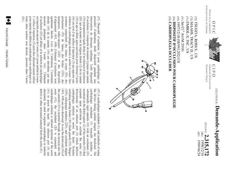 Canadian Patent Document 2315172. Cover Page 20000919. Image 1 of 1