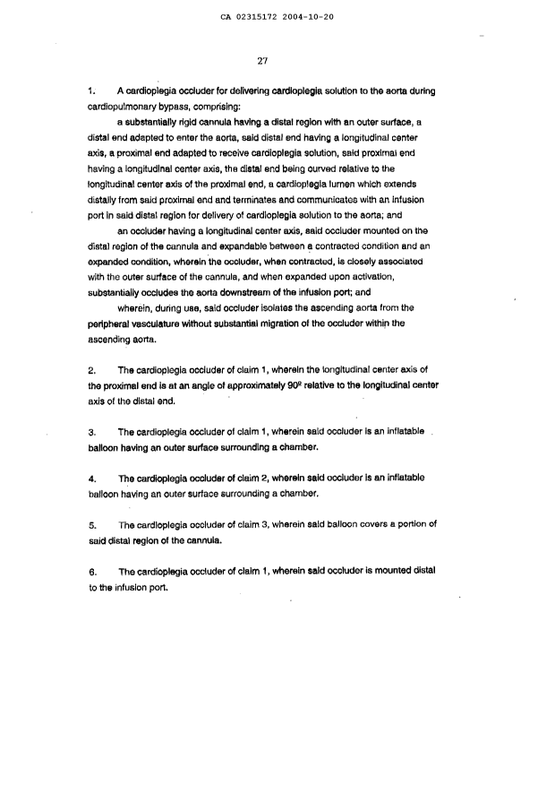 Document de brevet canadien 2315172. Revendications 20041020. Image 1 de 10