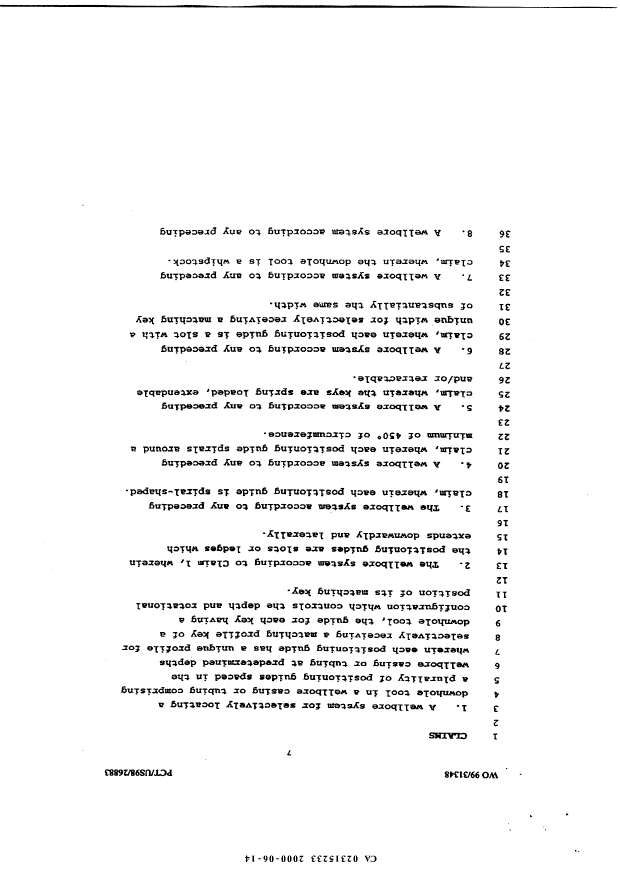 Document de brevet canadien 2315233. Revendications 20000614. Image 1 de 3