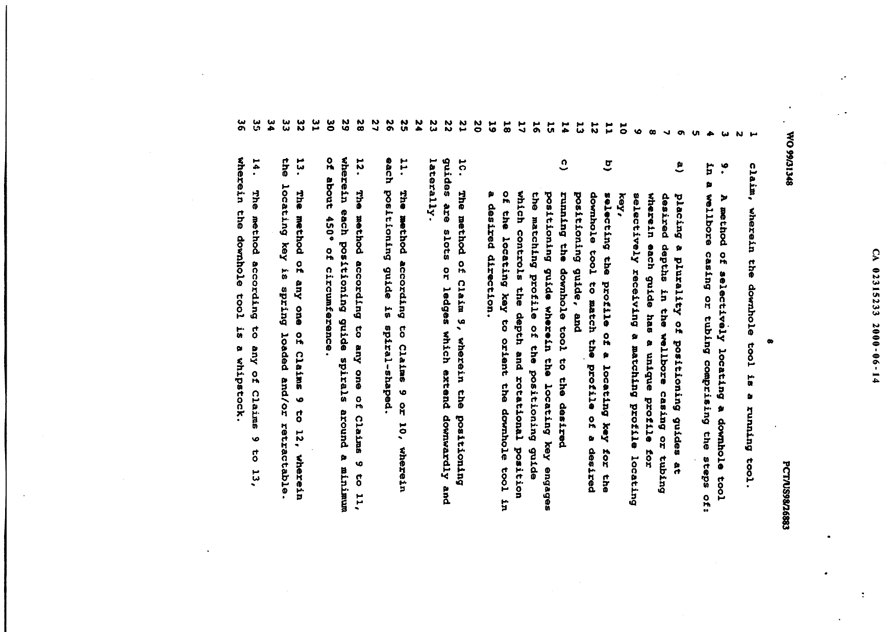 Canadian Patent Document 2315233. Claims 20000614. Image 2 of 3