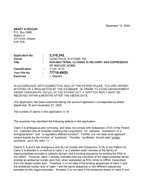 Canadian Patent Document 2315242. Prosecution-Amendment 20021219. Image 1 of 2
