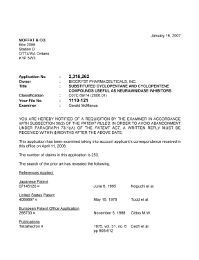 Canadian Patent Document 2315262. Prosecution-Amendment 20070116. Image 1 of 5