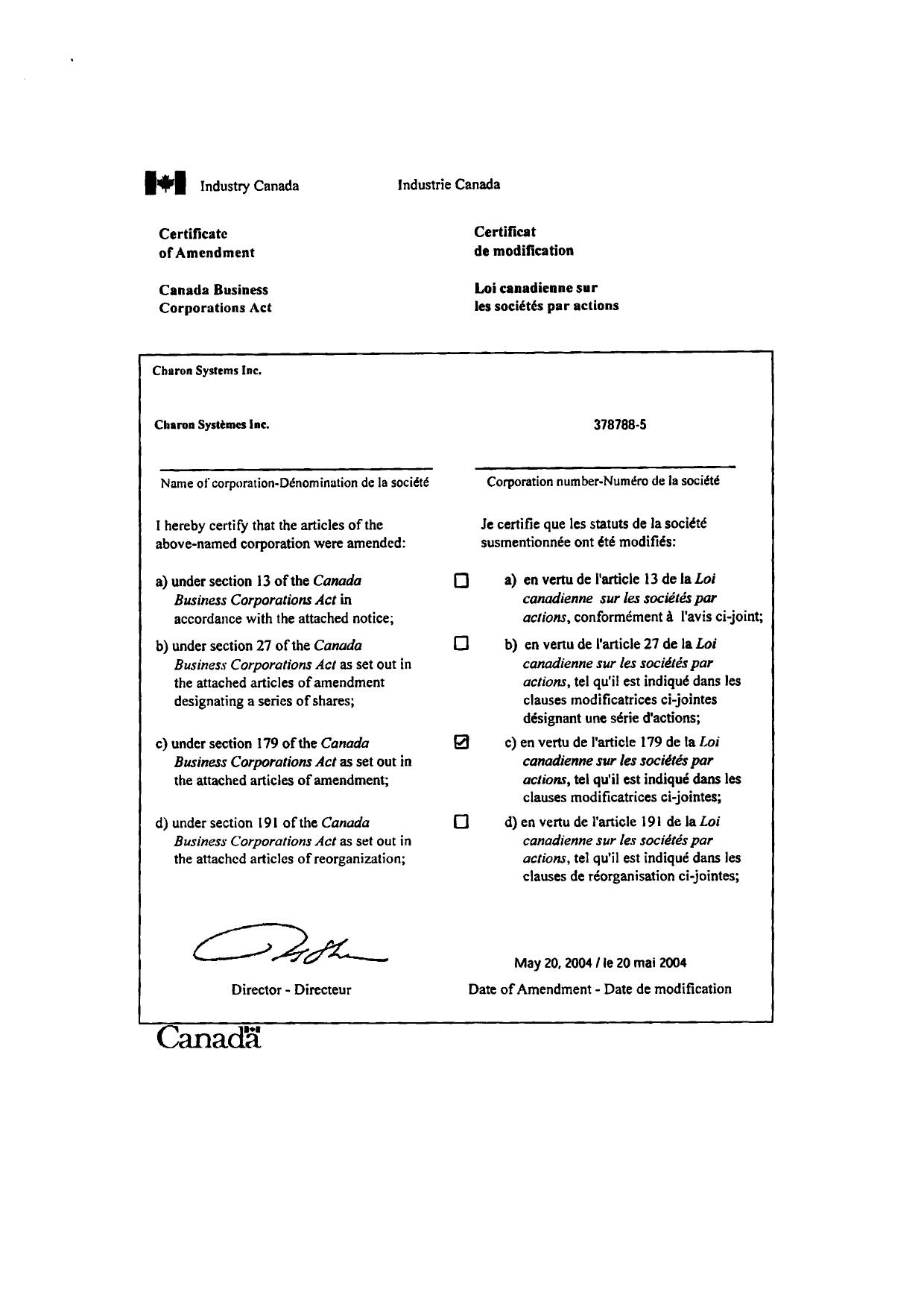 Canadian Patent Document 2315270. Assignment 20040601. Image 4 of 4