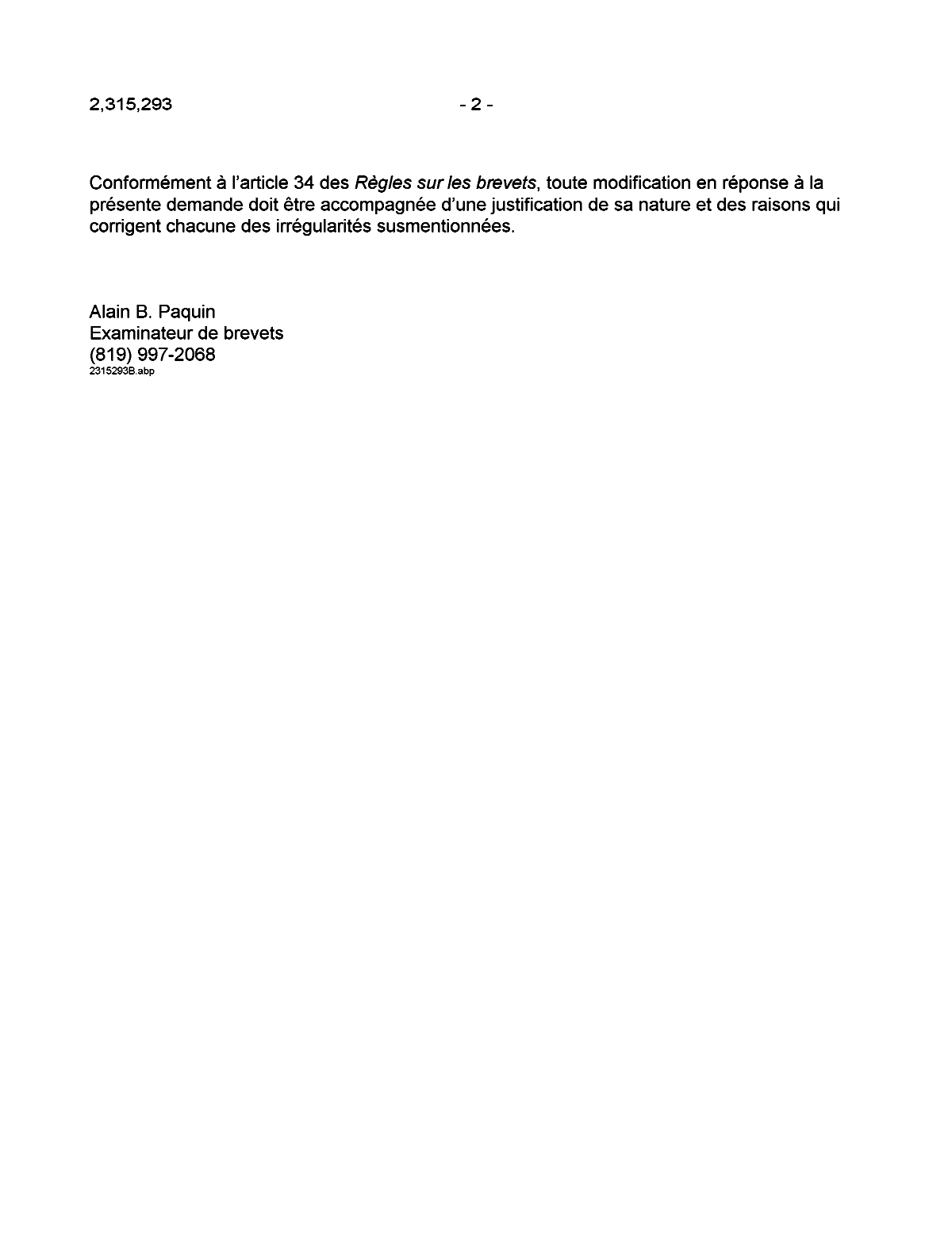 Canadian Patent Document 2315293. Prosecution-Amendment 20050708. Image 2 of 2