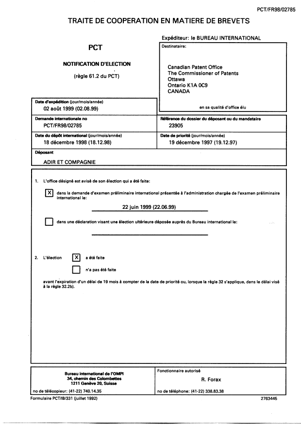 Document de brevet canadien 2315909. PCT 20000619. Image 2 de 7