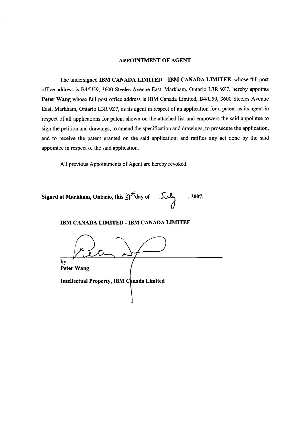 Canadian Patent Document 2316003. Correspondence 20070801. Image 2 of 3