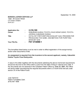 Canadian Patent Document 2316185. Correspondence 20000912. Image 1 of 1