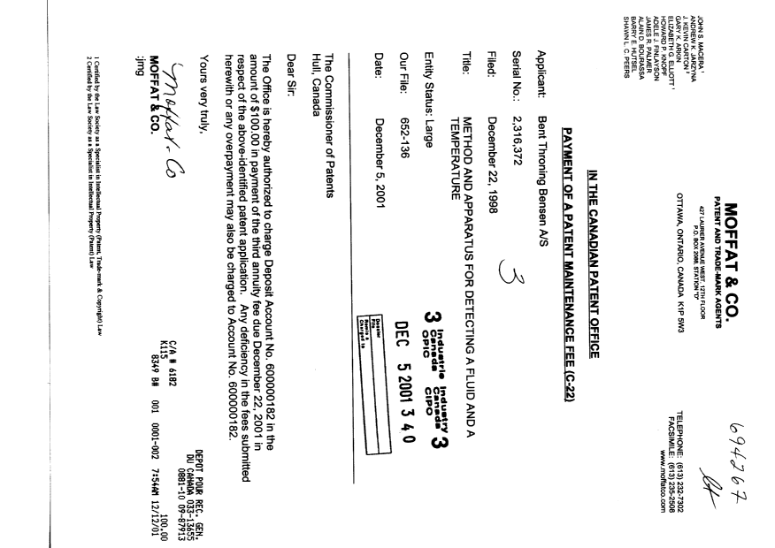 Document de brevet canadien 2316372. Taxes 20011205. Image 1 de 1