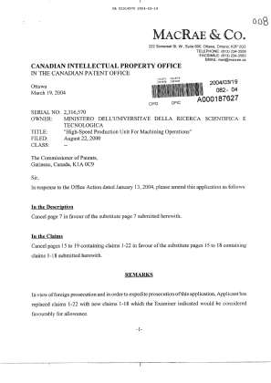 Document de brevet canadien 2316570. Poursuite-Amendment 20040319. Image 1 de 7