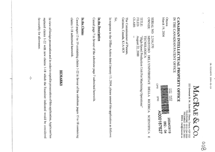 Canadian Patent Document 2316570. Prosecution-Amendment 20040319. Image 1 of 7