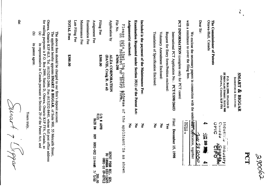 Document de brevet canadien 2316949. Cession 20000628. Image 1 de 2